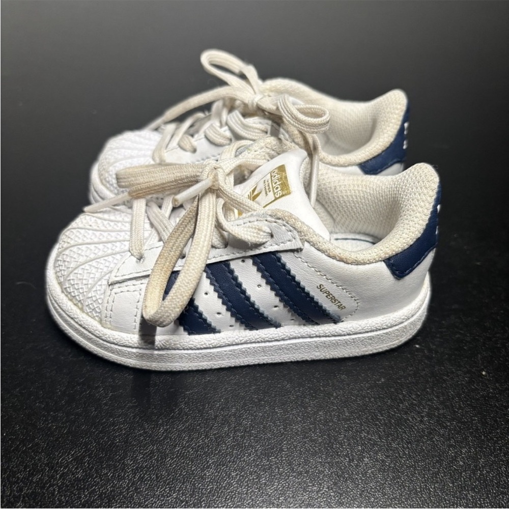 Adidas Kids White and Navy Sneakers